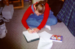 Student Sharyn Getnick writing a research paper on liberal arts education!